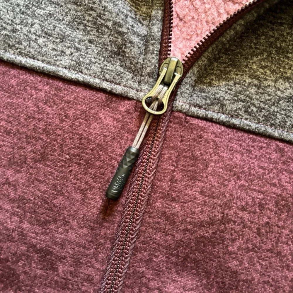 The North Face Hoodie Men's XXL Full Zip Outdoor Gorpcore Hiking Burgundy Gray‎